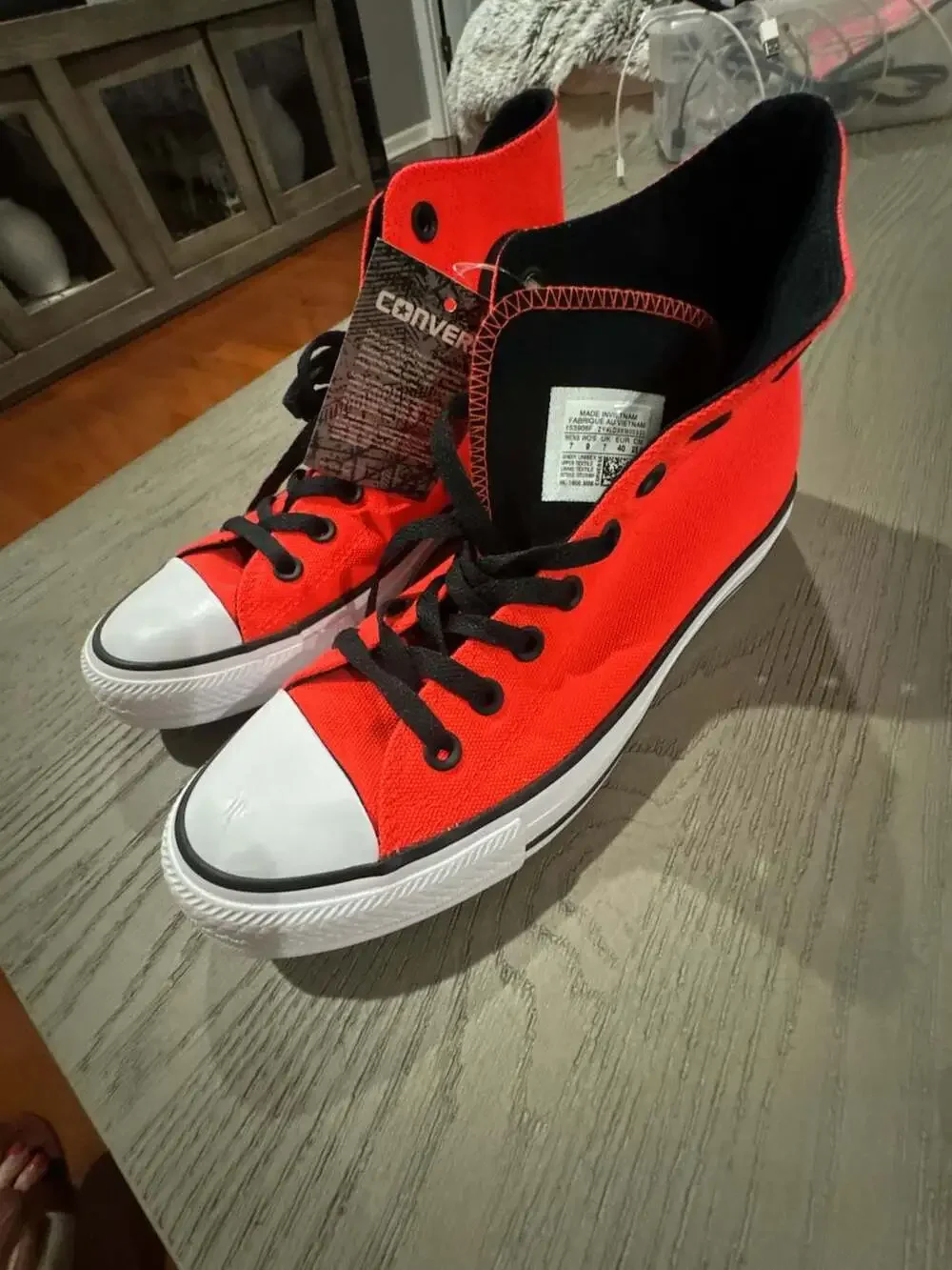 Converse Chuck Taylor All Star High Top Sneakers Neon Orange - Picture 2 of 4